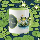 niedlicher Frosch mit Monogramm Tasse