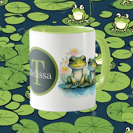 niedlicher Frosch mit Monogramm Tasse