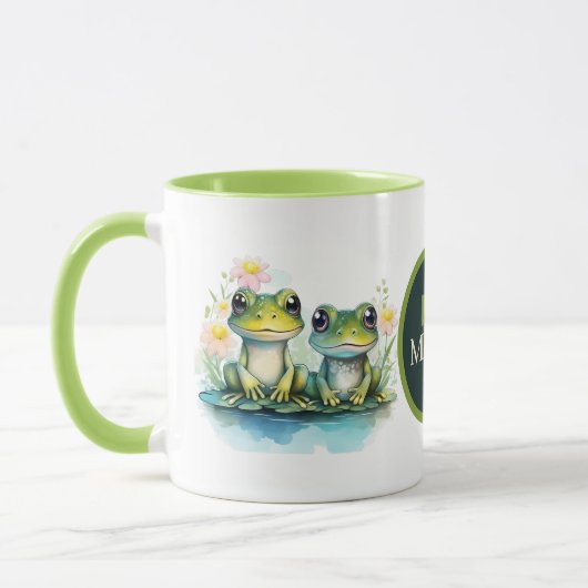niedlicher Frosch mit Monogramm Tasse (Links)