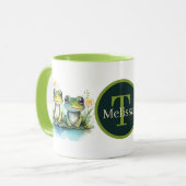 niedlicher Frosch mit Monogramm Tasse (Vorderseite Links)