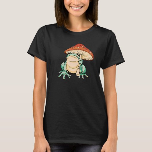 Niedlicher Frosch mit Mushroom Umbrella Cotta T-Shirt (Vorderseite)