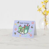 Niedlicher Frosch mit Weihnachtsmannmütze Party Mo Karte (Gelbe Blume)
