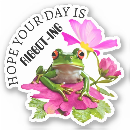 Niedlicher Frosch oder Toad Puff auf rosa Blume Aufkleber (Vorderseite)