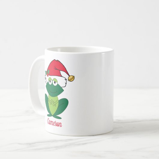 Niedlicher Frosch Personalisierte Kinder Kaffeetasse (Vorderseite Links)
