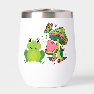niedlicher Frosch, Pilze und Schmetterling