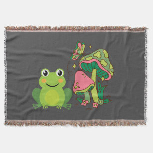 niedlicher Frosch, Pilze und Schmetterling Decke