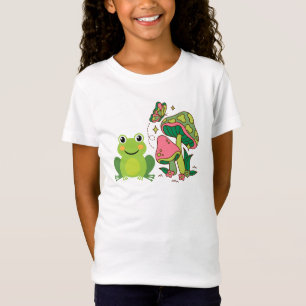 niedlicher Frosch, Pilze und Schmetterling T-Shirt