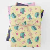 Niedlicher Frosch Rosa Herz Liebe Muster Valentins Geschenkpapier Set (Beispiel)