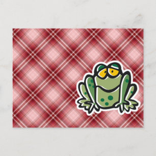 Niedlicher Frosch; Rot Kariert Postkarte