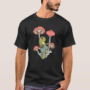 Niedlicher Frosch spielt Banjo im Pilz T-Shirt
