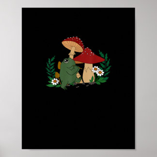 Niedlicher Frosch spielt Flöte Cottagecore Goblinc Poster