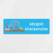 Niedlicher Frosch und Biene im Garten Cartoon pers Etiketten (Design 2)