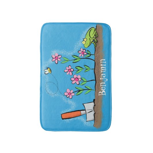 Niedlicher Frosch und Biene in Cartoon-Abbildung Badematte (Vorderseite Vertikal)