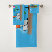 Niedlicher Frosch und Biene in Cartoon-Abbildung Badhandtuch Set (Insitu)