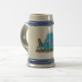 Niedlicher Frosch und Biene in Cartoon-Abbildung Bierglas (Vorderseite Links)