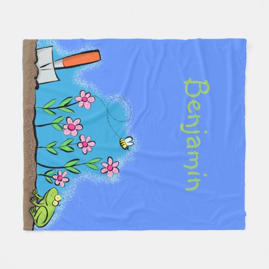 Niedlicher Frosch und Biene in Cartoon-Abbildung Fleecedecke (Vorderseite (Horizontal))