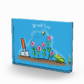 Niedlicher Frosch und Biene in Cartoon-Abbildung Fotoblock (Rechts)