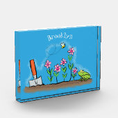 Niedlicher Frosch und Biene in Cartoon-Abbildung Fotoblock (Links)