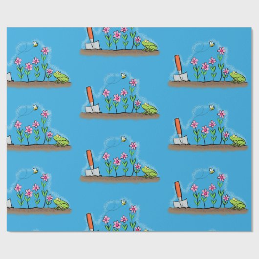 Niedlicher Frosch und Biene in Cartoon-Abbildung Geschenkpapier (Flach)