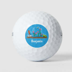 Niedlicher Frosch und Biene in Cartoon-Abbildung Golfball