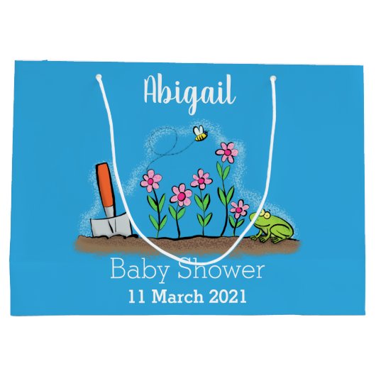 Niedlicher Frosch und Biene in Cartoon-Abbildung Große Geschenktüte (Rückseite)