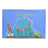 Niedlicher Frosch und Biene in Cartoon-Abbildung Kissenbezug (Rückseite)