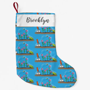 Niedlicher Frosch und Biene in Cartoon-Abbildung Kleiner Weihnachtsstrumpf