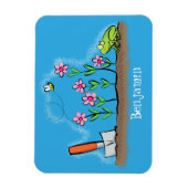 Niedlicher Frosch und Biene in Cartoon-Abbildung Magnet (Vertikal)