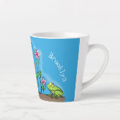 Niedlicher Frosch und Biene in Cartoon-Abbildung Milchtasse (Rechts)