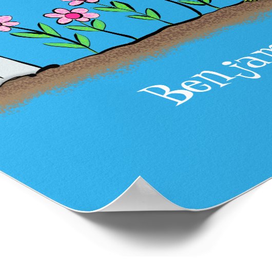 Niedlicher Frosch und Biene in Cartoon-Abbildung Poster (Ecke)