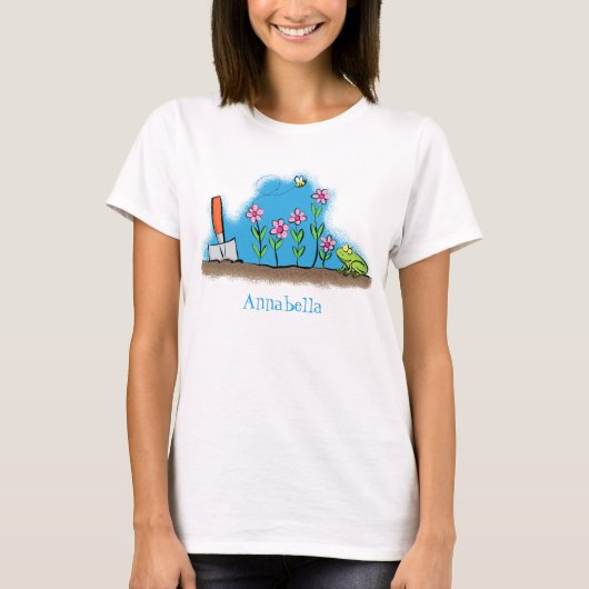 Niedlicher Frosch und Biene in Cartoon-Abbildung T-Shirt (Vorderseite)