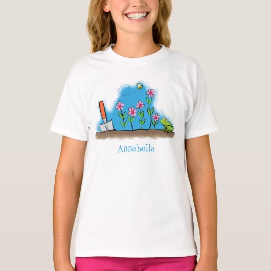 Niedlicher Frosch und Biene in Cartoon-Abbildung T-Shirt (Vorderseite)