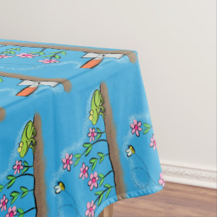 Niedlicher Frosch und Biene in Cartoon-Abbildung Tischdecke