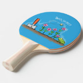 Niedlicher Frosch und Biene in Cartoon-Abbildung Tischtennis Schläger (Vorderseite)