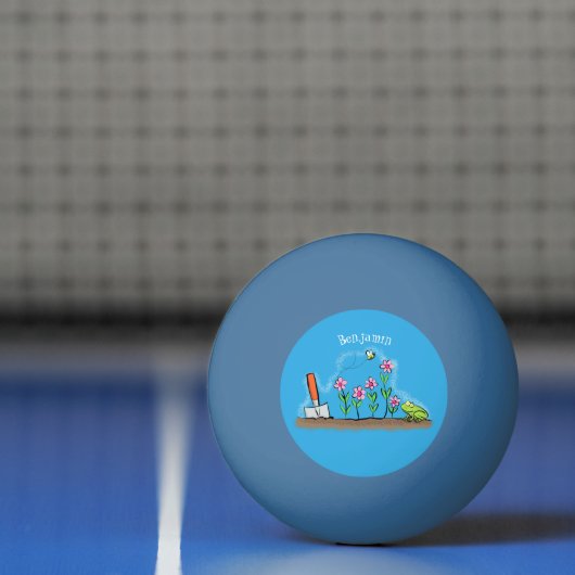 Niedlicher Frosch und Biene in Cartoon-Abbildung Tischtennisball (Netto)