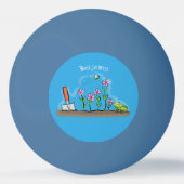 Niedlicher Frosch und Biene in Cartoon-Abbildung Tischtennisball (Vorderseite)