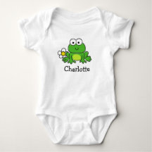 Niedlicher Frosch und Blume Baby Bodysuit