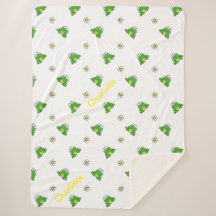 Niedlicher Frosch und Blume Sherpa Blanket