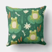 Niedlicher Frosch und Dragonfly-Illustrationskisse Kissen (Rückseite)