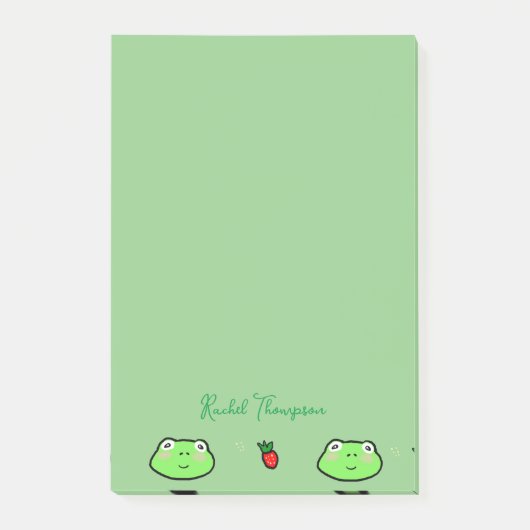 Niedlicher Frosch und Erdbeere Hütte Individuelle Post-it Klebezettel (Vorderseite)
