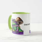 Niedlicher Frosch und Pilz. Bearbeitbarer Name Tasse (Vorderseite Links)