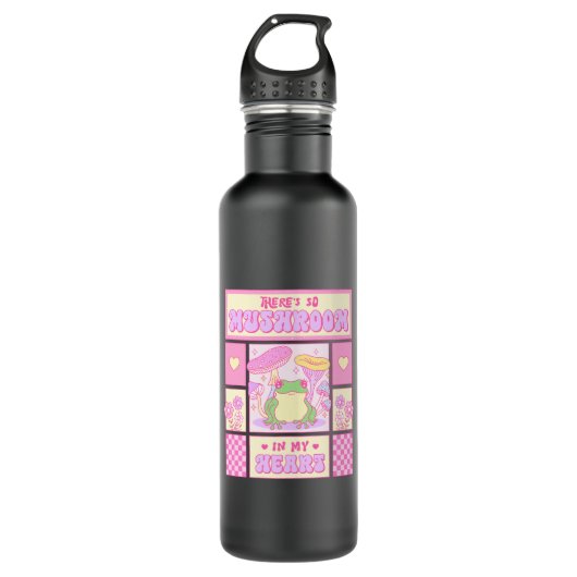 Niedlicher Frosch und Pilz - Funny Romantic Edelstahlflasche (Vorderseite)