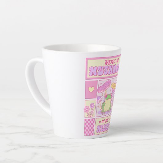 Niedlicher Frosch und Pilz - Funny Romantic Milchtasse (Linke Ecke)