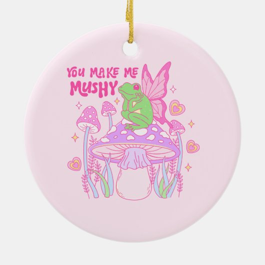 Niedlicher Frosch und Pilz - Ihr macht mich leise Keramik Ornament (Hinten)