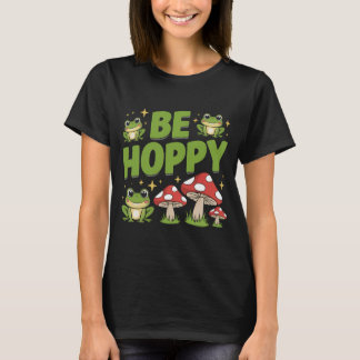 Niedlicher Frosch und Pilze aus Mohn Cartoon T-Shirt