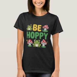 Niedlicher Frosch und Pilze aus Mohn Cartoon T-Shirt