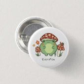 Niedlicher Frosch und Pilze Cartoon Button (Vorne & Hinten)
