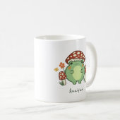 Niedlicher Frosch und Pilze Hütte Core | Name Kaffeetasse (VorderseiteRechts)