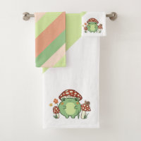 Niedlicher Frosch und Pilze mit Streifen