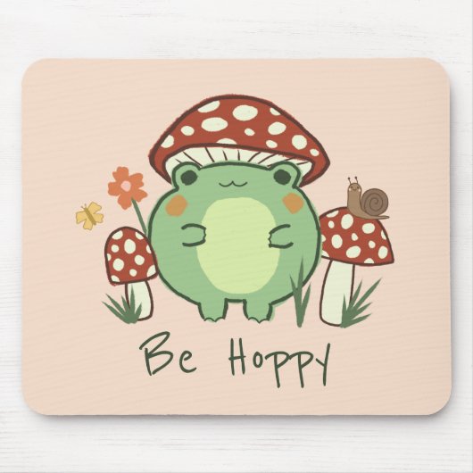 Niedlicher Frosch und Pilze werden hoppy Mousepad (Vorne)